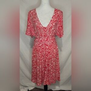 *NWT* Hinge Red Dress with White Floral Pattern